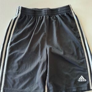 Adidas Boys Black and White Striped Athletic Shorts